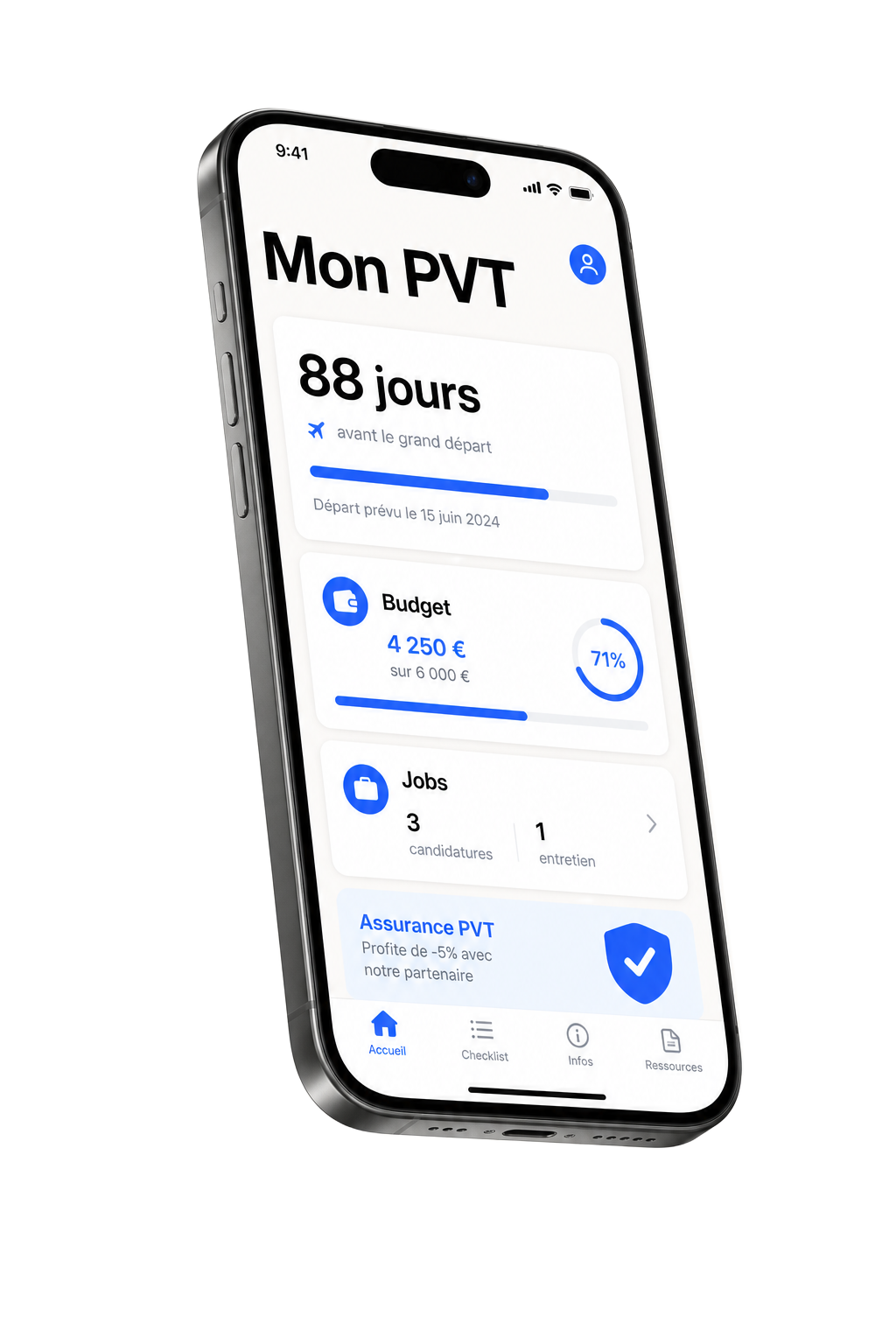 Aperçu de l'application Mon PVT sur iPhone
